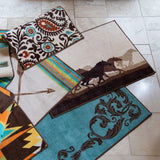 Wyatt Turquoise Scrollwork Kitchen/Bath Rug, 2 MOQ