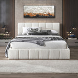 Hilar White Boucle Platform Bed King Size