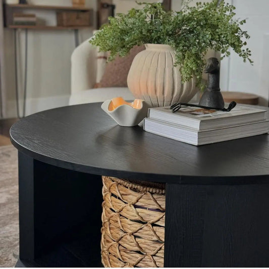 Hobo 40" Modern Black Round Coffee Table