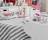 Homestead Stripe Linen Tablecloth -  Round Tablecloth 60 inch