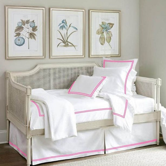 400TC Double Embroidery Sateen Solid Cotton Day Bed Set