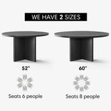 Houston 52" Round Solid Wooden Dining Table with Cross Pedestal