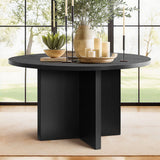 Houston 52" Round Solid Wooden Dining Table with Cross Pedestal