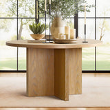 Houston 52" Round Solid Wooden Dining Table with Cross Pedestal