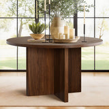 Houston 52" Round Solid Wooden Dining Table with Cross Pedestal