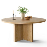 Houston 60" Round Solid Wooden Dining Table with Cross Pedestal