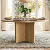 Houston 60" Round Solid Wooden Dining Table with Cross Pedestal