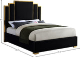 Hugo Contemporary Velvet Bed with Gold Metal Frame - Elegant Design for Regal Bedroom Style