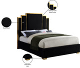 Hugo Contemporary Velvet Bed with Gold Metal Frame - Elegant Design for Regal Bedroom Style