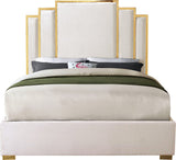 Hugo Contemporary Velvet Bed with Gold Metal Frame - Elegant Design for Regal Bedroom Style