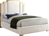 Hugo Contemporary Velvet Bed with Gold Metal Frame - Elegant Design for Regal Bedroom Style