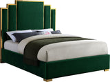 Hugo Contemporary Velvet Bed with Gold Metal Frame - Elegant Design for Regal Bedroom Style