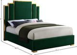 Hugo Contemporary Velvet Bed with Gold Metal Frame - Elegant Design for Regal Bedroom Style