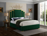 Hugo Contemporary Velvet Bed with Gold Metal Frame - Elegant Design for Regal Bedroom Style