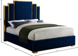 Hugo Contemporary Velvet Bed with Gold Metal Frame - Elegant Design for Regal Bedroom Style