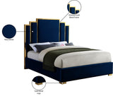 Hugo Contemporary Velvet Bed with Gold Metal Frame - Elegant Design for Regal Bedroom Style