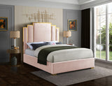 Hugo Contemporary Velvet Bed with Gold Metal Frame - Elegant Design for Regal Bedroom Style