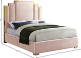 Hugo Contemporary Velvet Bed with Gold Metal Frame - Elegant Design for Regal Bedroom Style