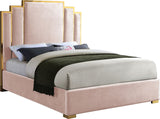 Hugo Contemporary Velvet Bed with Gold Metal Frame - Elegant Design for Regal Bedroom Style