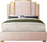 Hugo Contemporary Velvet Bed with Gold Metal Frame - Elegant Design for Regal Bedroom Style