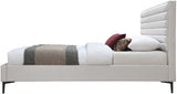 Hunter Contemporary Linen Textured Fabric Bed with Deep Tufted Headboard and Matte Black Legs