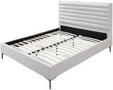 Hunter Contemporary Linen Textured Fabric Bed with Deep Tufted Headboard and Matte Black Legs