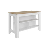 Cala Wide Kitchen Island with Spacious Tabletop, Three Open Storage Shelves, Four Sturdy Legs and Comfortable Meal Prep Workstation
