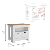 Arlet Kitchen Island With Two Drawers, One Shelf