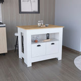 TUHOME Arlet Kitchen Island with Spacious Two-Door Cabinet Storage, Open Utility Shelf, Functional Workstation Surface, Versatile Organization Design for Modern Homes, Ideal for Enhancing Everyday Kitchen Efficiency