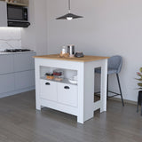 TUHOME Arlet Kitchen Island with Spacious Two-Door Cabinet Storage, Open Utility Shelf, Functional Workstation Surface, Versatile Organization Design for Modern Homes, Ideal for Enhancing Everyday Kitchen Efficiency