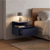 TUHOME Adele Floating Nightstand with Single Drawer and Two Lower Storage Shelves, Wall-Mounted Space-Saving Bedside Organizer for Modern Bedrooms, Compact Display and Storage Solution for Essentials and Decorative Items