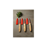 3-Piece Festive Holiday Paring Knife Set with Blade Guards, Gingham