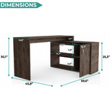 Tuhome Axis Modern L-Shaped Computer Desk with Spacious Work Surface, Open Shelving, Closed Storage Cabinet with Interior Shelves, Contemporary Corner Desk for Home Office Organization and Efficient Work-From-Home Setups