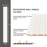 Flexible MDF Wall Panel - Textured Surface for Noise Reduction, Ready to Paint, White, 0.22" Depth, 7.79" Width, 108.27" Height, Easy Installation