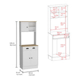 Albany Kitchen Pantry with 3-Doors Cabinet and Drawer, White / Macadamia Finish