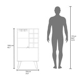 TUHOME Aster Bar Cabinet with Double Doors, Glass Display Compartment, Eight Bottle Cubbies and Stemware Storage, Versatile Organization for Dining or Living Spaces, Modern Design Ideal for Entertaining and Everyday Home Use