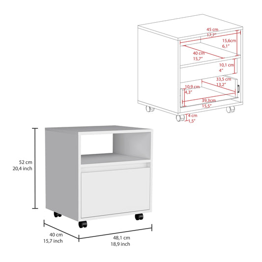 Austin Nightstand Modern Bedroom Side Table with Smooth-Glide Storage Drawer, Open Shelf for Books and Magazines, Easy-Move Caster Base and Spacious Top Surface for Everyday Essentials by Austin Furniture