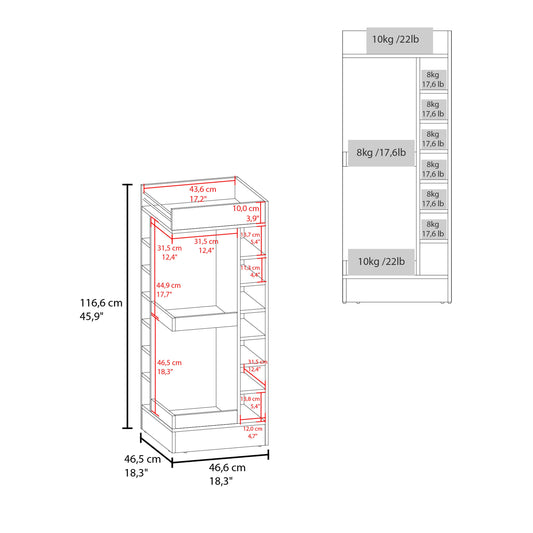 TUHOME Lyman 46" Tall Corner Bar Cabinet with Fourteen Wine Bottle Cubbies and Three-Tier Storage, Space-Saving Liquor Cabinet for Living Room or Dining Room, Modern Home Bar Organizer with Open Shelves and Contemporary Design