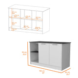 Juniper Kitchen Island, Four Open Shelves, Two Cabinets