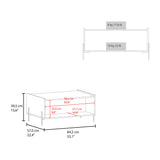 TUHOME Shan 15" High Minimalistic Coffee Table with Pull-Down Cabinet Door and Open Shelf, Modern Rectangular Living Room Center Table with Functional Storage for Books, Décor and Essentials, Sleek Contemporary Design