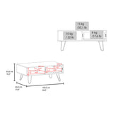 TUHOME Tori 39" Wide Modern Coffee Table with Full-Extension Drawer, Open Lower Shelf, Slanted Metal Legs, Rectangular Living Room Center Table with Smart Storage and Contemporary Design for Homes and Apartments