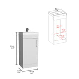 TUHOME Madrid 16" Bathroom Vanity with Single Door Storage, Resin Sink, Compact Base Cabinet, Modern Space-Saving Vanity for Small Bathrooms and Efficient Organization