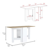 TUHOME Gateleg Folding Table with Space-Saving Drop-Leaf Design, Compact Foldable Structure and Sturdy Work Surface Offering Versatile Dining, Crafting and Home Office Functionality for Modern Small-Space Living