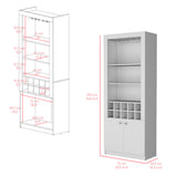 Nero 74-Inch Tall Bar Cabinet with Glass Holder Stemware Rack, 4 Shelves, 10-Bottle Wine Cubbies and Multi-Use Storage, Modern Liquor Cabinet and Home Bar Unit for Organized Display and Sophisticated Entertainment