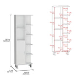 TUHOME Crovie Linen 63-Inch Bathroom Cabinet with Seven Open Shelves, Tall Space-Saving Linen Storage Unit for Towels, Toiletries and Essentials, Modern Vertical Organizer for Compact and Stylish Bathroom Environments