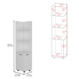Tuhome Malibu 62" Tall Double Door Corner Linen Cabinet with Four Spacious Shelves, Freestanding Vertical Storage Tower for Towels Toiletries and Bathroom Essentials, Modern Space-Saving Organizer Unit