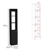 Parks Linen Bathroom Storage Cabinet with One Door and Six Shelves, Tall Freestanding Organizer for Bathroom, Living Room or Kitchen, Multi-Purpose Slim Storage Tower for Towels, Toiletries, Pantry Items and Household Organization