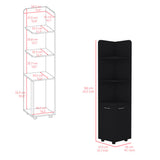 Tuhome Malibu 62" Tall Double Door Corner Linen Cabinet with Four Spacious Shelves, Freestanding Vertical Storage Tower for Towels Toiletries and Bathroom Essentials, Modern Space-Saving Organizer Unit