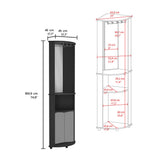 Tuhome Chicago 75" Corner Bar Cabinet with Mirrored Back, Double Glass Doors, Stemware Rack, Two Open Liquor Shelves, Space-Saving Modern Home Bar for Living Rooms, Entertainment Areas and Stylish Beverage Storage