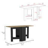 TUHOME Gateleg Folding Table with Space-Saving Drop-Leaf Design, Compact Foldable Structure and Sturdy Work Surface Offering Versatile Dining, Crafting and Home Office Functionality for Modern Small-Space Living